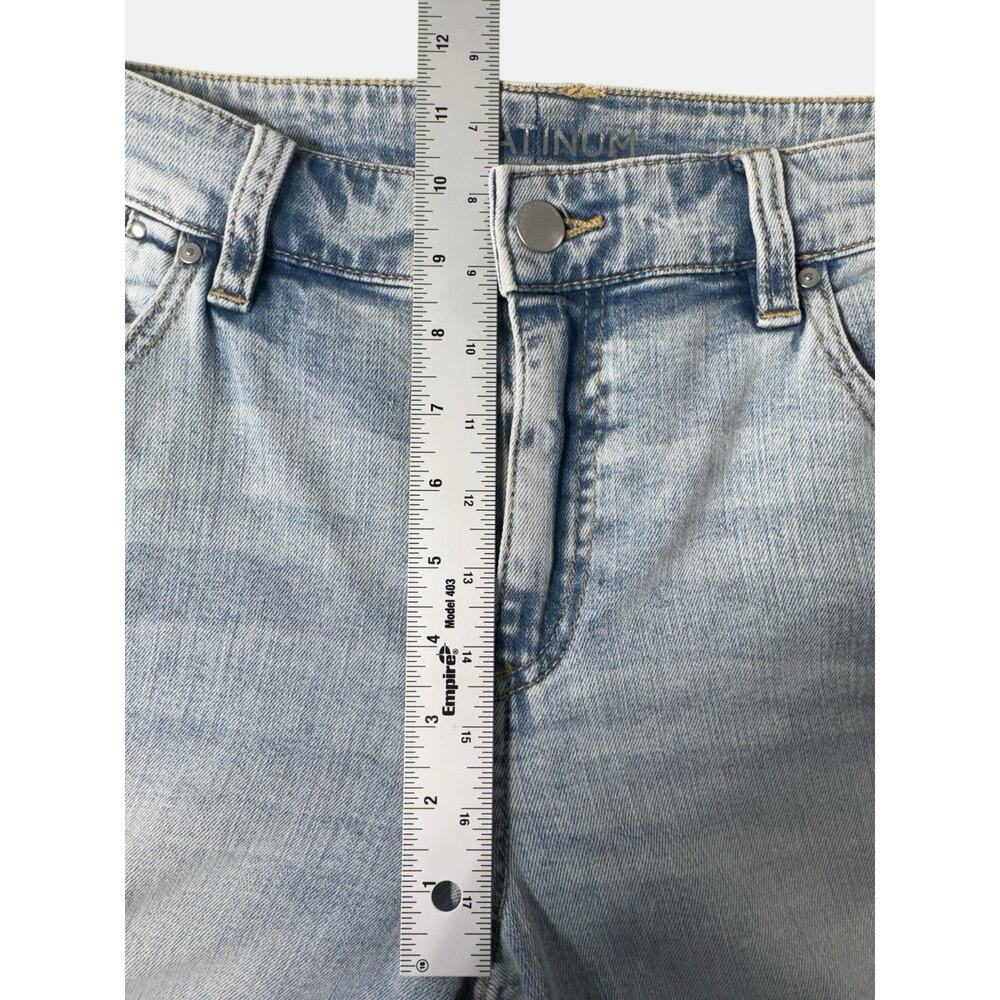 Chico’s Platinum Skimmer Jeans Women’s Size 1 Floral Rhinestone Denim Light Wash - Picture 5 of 9